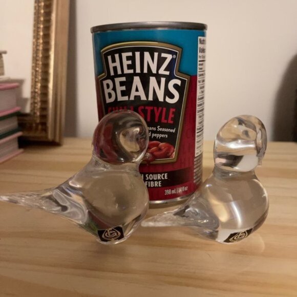 Vintage MCM Eneryda Sweden Art Clear Crystal Ducks Pair - Picture 7 of 10